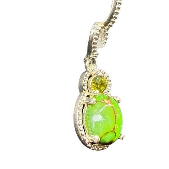 STS 925 Sterling Green Turquoise Dangle Drop Earrings - Picture 3 of 6